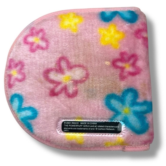 Vtg Y2k Powerpuff Girls CD Case Fuzzy Pink Zip Case Cartoon Network - Picture 2 of 3